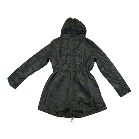 Michael Kors Coat Womens Large Green Camouflage Hooded Full Zip Snaps - Picture 2 of 11